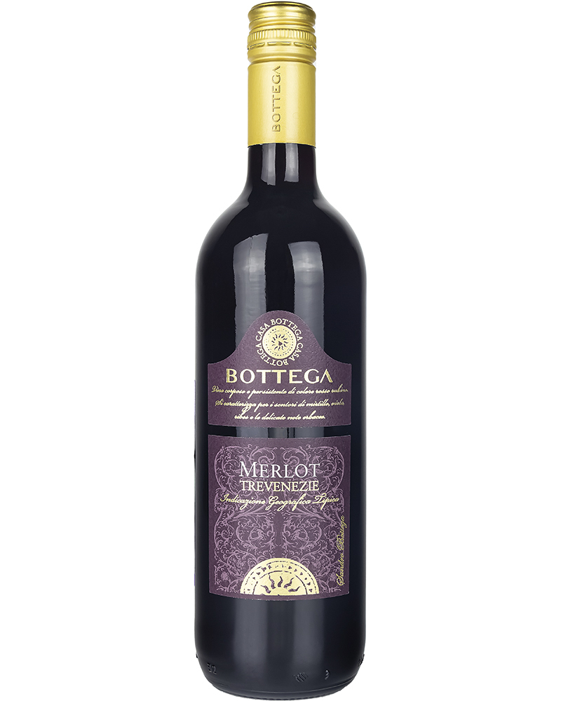 Вино Красное Сухое Bottega Мерло Тре Венецие с винтовой пробкой 2022 г.у. 12%, 0,75 л, Италия