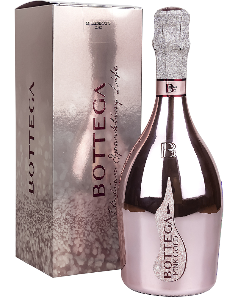 Вино Розовое игристое Bottega Брют Пинк Голд Просеко Розе 11,5%, 0,75 л в подарочной упаковке, Италия